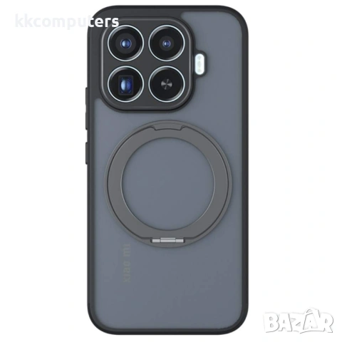 Магнитен Калъф за Xiaomi 17T Pro Matte Skin-touch със Стойка и Протектор – Прозрачен черен, снимка 2 - Калъфи, кейсове - 54734757