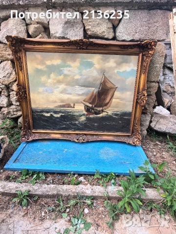 Морски пейзаж, маслена живопис, голяма картина 95 / 75 см, снимка 9 - Картини - 55192473