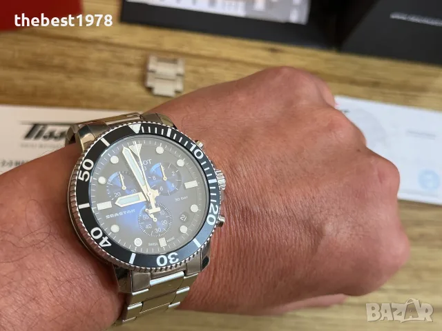 Tissot SeaStar 1000 Chronograph 45.5mm`Blue Dial/Saphire Glass/Superluminova/Model T120.417.11.041, снимка 4 - Мъжки - 55357063