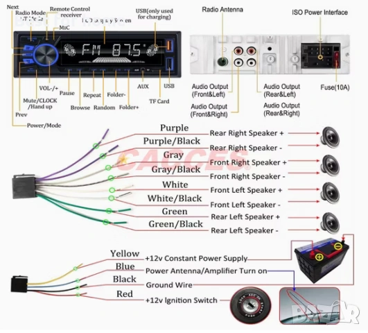 Автомобилна стерео система Bluetooth, едно-DIN LCD аудио радио с регулиране на яркостта, снимка 4 - Радиокасетофони, транзистори - 54573311