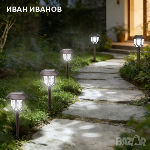 Соларни LED градински лампи – Топло осветление за уютни пътеки и задни дворове, снимка 4 - Соларни лампи - 55181529
