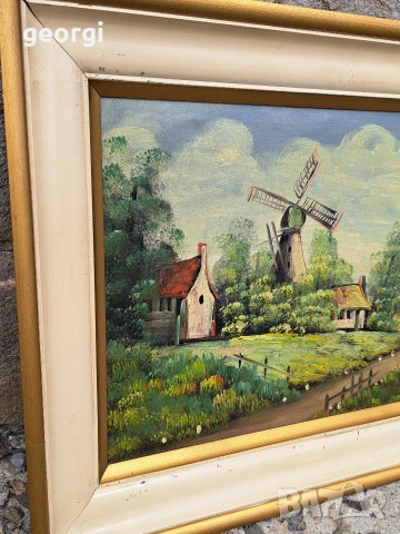 картина маслени бои върху платно вятърна мелница , снимка 3 - Картини - 54006516