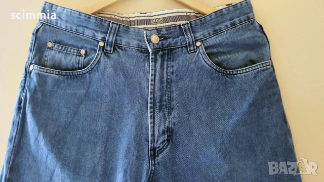 Светлосини мъжки дънки Hugo Boss W33 L34 (размер M/L) 100% памук, без забележки, снимка 3 - Дънки - 54583317