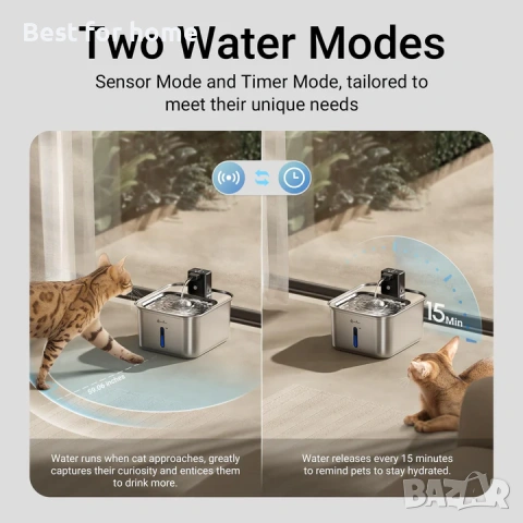 Фонтан за вода за котки DownyPaws FurSink с батерии - версия FSS, снимка 4 - За котки - 54580686