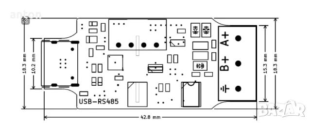 Адаптер USB - RS485 с оптична изолация / галванично разделяне  USB to RS485 opto isolated adapter, снимка 3 - Друга електроника - 53957138