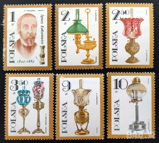 Полша, 1982 г. - лот марки на тема изкуство, футбол, религия, география, снимка 2 - Филателия - 53305988