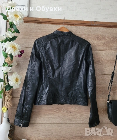 Черно яке естествена кожа HEMA , снимка 9 - Якета - 54318002