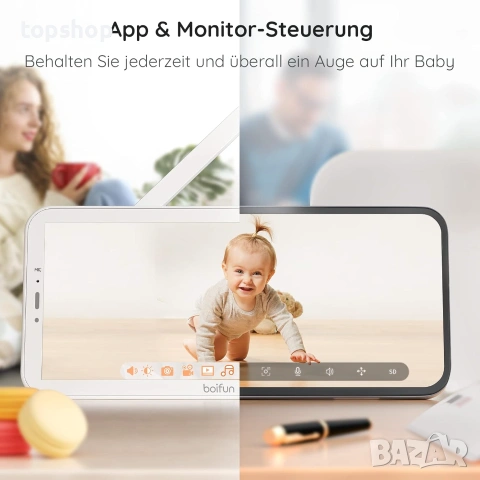 Чисто нов смарт Бебефон с Камера BOIFUN Baby 5S 5" LCD Дисплей 1080P HD WiFi App  , снимка 3 - Бебефони - 55006721