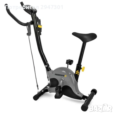 Механичен фитнес велосипед със струни PROGRESSIVE BM1000, Сиво-Черен, снимка 5 - Велосипеди - 54131829