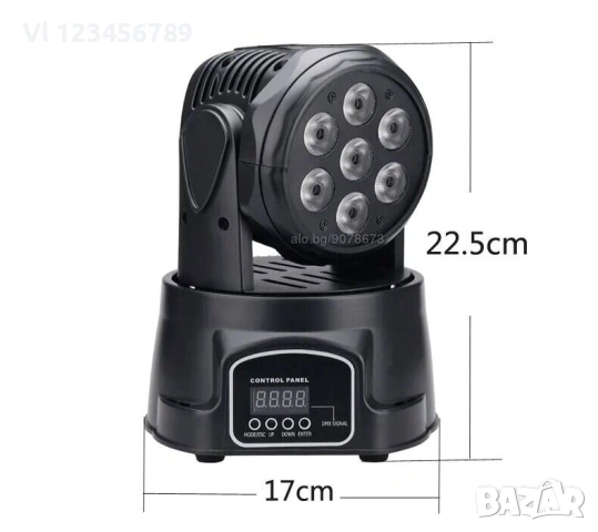 Диско прожектор 7 led mini moving head лед с въртяща се глава, снимка 6 - Други - 53816475
