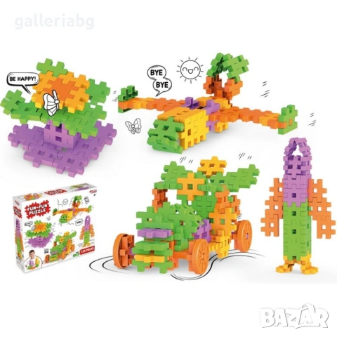 Конструктор Fun-Fun Puzzle 128 части – цветен сглобяем комплектКонструктор Fun-Fun Puzzle 128 части 
