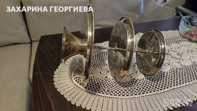 Поднос 3-етажен посребрен , снимка 3 - Аксесоари за кухня - 54398935