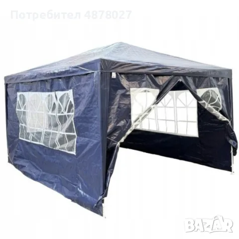 Градинска шатра павилион 3x4x2.5 м синя – Парти шатра със стени, 4 прозореца и вход с цип, снимка 6 - Градински мебели, декорация  - 55503748