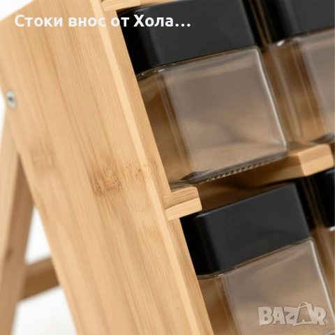 Стелаж за подправки от бамбук Relaxdays , снимка 4 - Други - 54608584