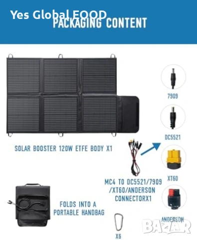 Yinleader сгъваем соларен панел 200W IP67 MC4, снимка 9 - Друга електроника - 55103109