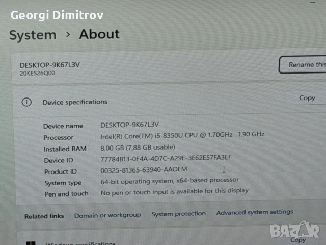 lenovo Thinkpad x280 i5-8350U/8RAM/256SSD/Intel UHD Graphics/Full HD, снимка 4 - Лаптопи за работа - 54690457