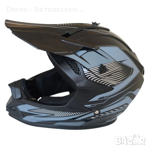 Крос каска за мотор, мотокрос и АТВ - черно-сива M/L