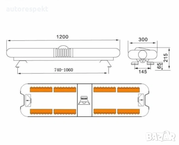 Сигнална LED аварийна лампа – маяк 120 см, 392 COB диода, 12-24V, снимка 4 - Аксесоари и консумативи - 54511991