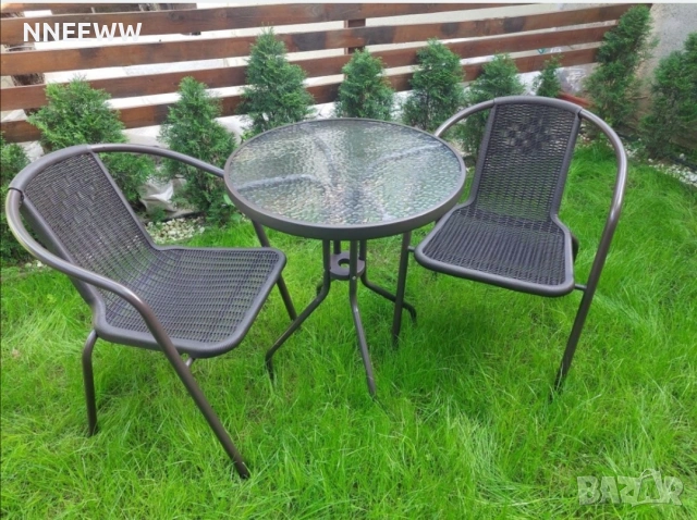 Градински комплект 2 стола с маса, снимка 4 - Градински мебели, декорация  - 53992585