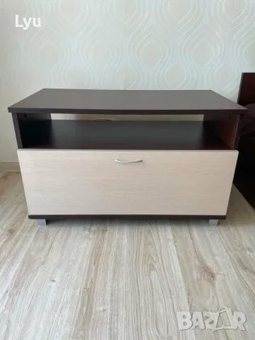 ТВ шкафче с падаща вратичка – венге/сонома