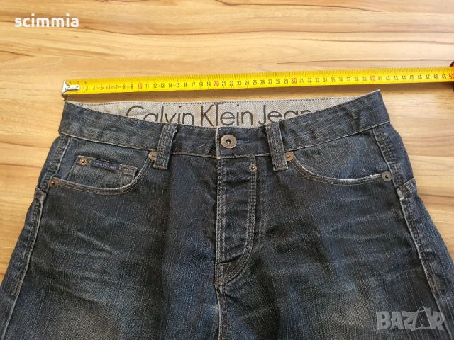 Мъжки дънки Calvin Klein Jeans W32, тъмносини 98,5% памук 1,5% еластин, снимка 13 - Дънки - 54606743