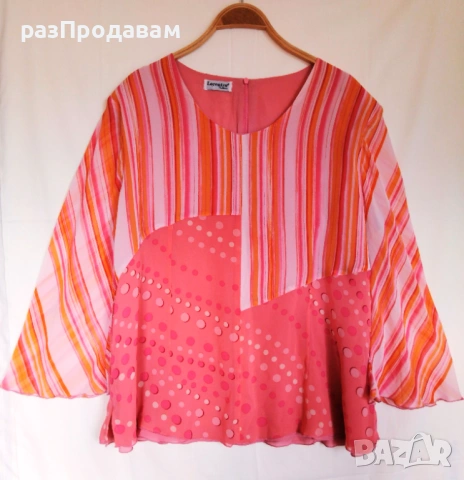 Дамска Воалена Блуза-XL-XXL-XXXL-XXXXL-Марка Lorenzo Fashion- Пролет- Лято / с цип на гръб, снимка 14 - Блузи с дълъг ръкав и пуловери - 54613685