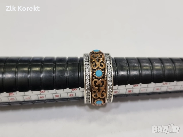 Сребърен пръстен с тюркоаз, снимка 8 - Пръстени - 55104421