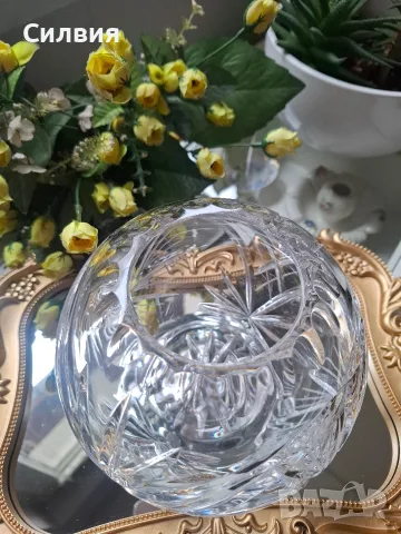 Кристална ваза с кръгла форма , снимка 6 - Вази - 55406548