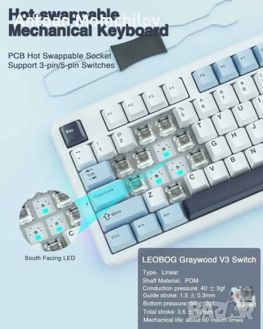 Механична клавиатура AULA F87 Wireless 75% TKL, снимка 5 - Клавиатури и мишки - 54827815