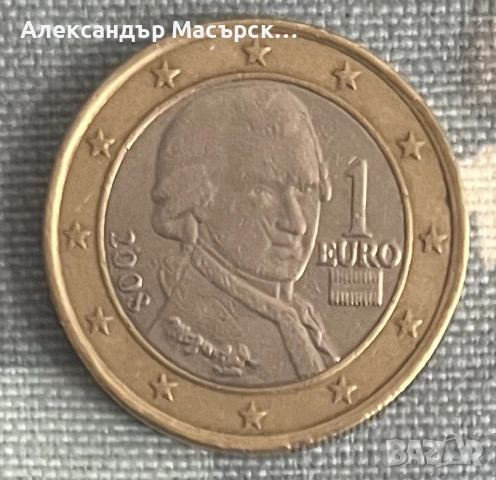 🇦🇹 Австрия 1 Евро, 2008 г. • Волфганг Амадеус Моцарт