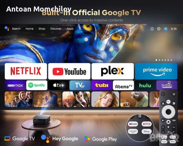 Проектор PUTRIMS K12 Google TV WiFi 6 1080P, снимка 3 - Плейъри, домашно кино, прожектори - 54823943