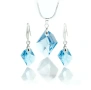 Комплект бижута Сваровски Aquamarine – колие и обеци с медицинска стомана-Rhombus, снимка 2