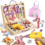 Комплект детски инструменти, дървени играчки Монтесори за 3-5 години, 47 части, снимка 1