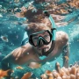 Нов Професионален комплект за шнорхелинг и плуване с широко зрително поле за плаж море лято, снимка 7