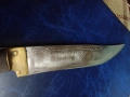 Майсторски нож от биволски рог и красива ръчно рисувана орнаментика и кания., снимка 3