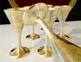 Бронзови чаши на столче,гравирани,позлата. , снимка 6