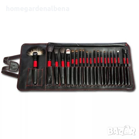 Комплект 22 четки за грим HZS83 в разгъваща се чантичка естествена кожа, снимка 4 - Козметика за лице - 54164996