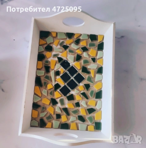 Дървен поднос мозайка , снимка 2 - Декорация за дома - 54494949