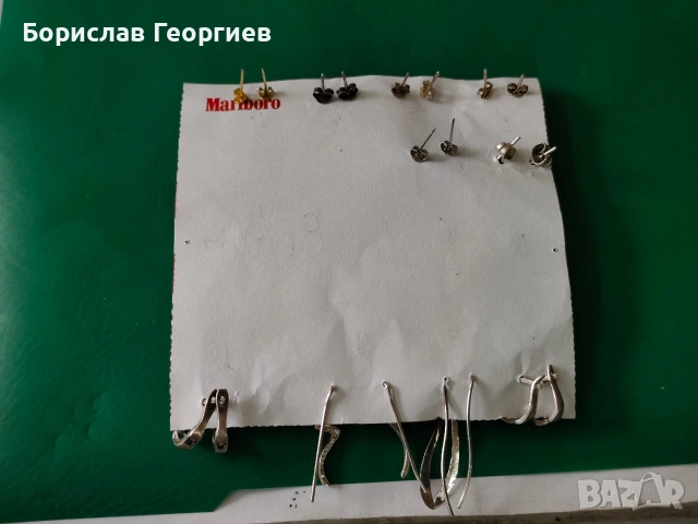 Сребърни обеци 925 10 чифта, снимка 7 - Обеци - 32205314
