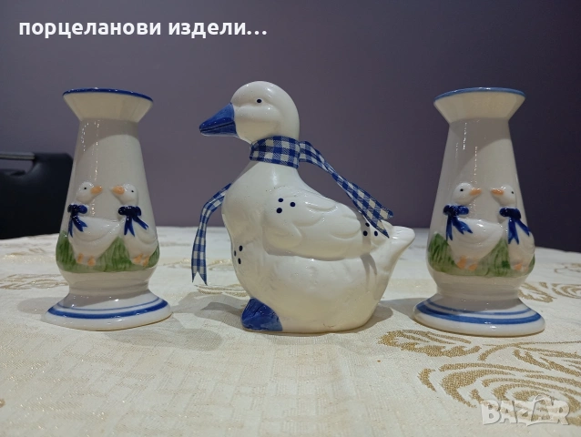 порцеланов прекрасен сет свещници с фигура на пате , снимка 11 - Колекции - 54010683