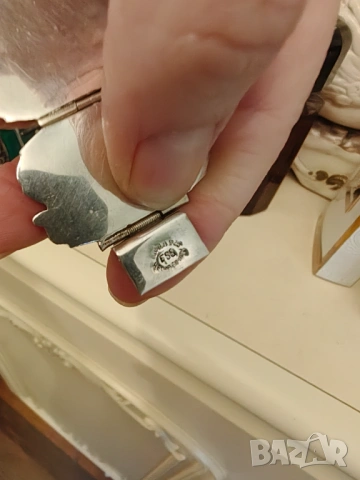 Антикварна сребърна гривна Мексико ,зелен оникс ., снимка 8 - Гривни - 54030476