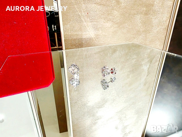 Van Cleef & Arpels VCA Silver Clear Sweet Alhambra Дамски Обеци, снимка 5 - Обеци - 54422509