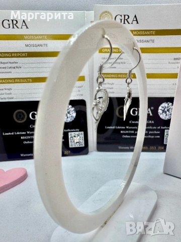 Сребърни обеци с мойсанит (диамант) 0.5 карата, снимка 9 - Обеци - 54182674