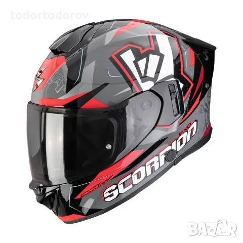 Мото каска SCORPION EXO-530 ROCK Gray/Red 2026 ,вградени очила 527.88 лв. / 269.90 €
