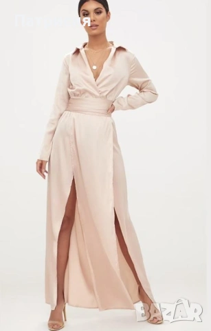 Нова Рокля, марка Pretty Little Thing, цвят шампанско/розов, материя сатен,за бал или гост на сватба, снимка 2 - Рокли - 54219492