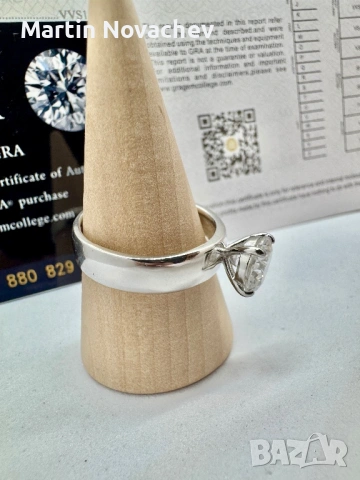 Сребърен пръстен с мойсанит (Диамант) 2 карата, снимка 5 - Пръстени - 54091874