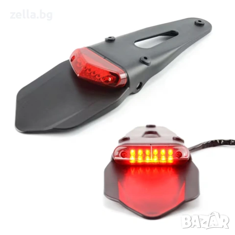 Заден калник за мотор с LED стоп 12V – Ендуро/Мотокрос опашка, ABS, черен, 33x11 см 10135, снимка 5 - Друга електроника - 54658782