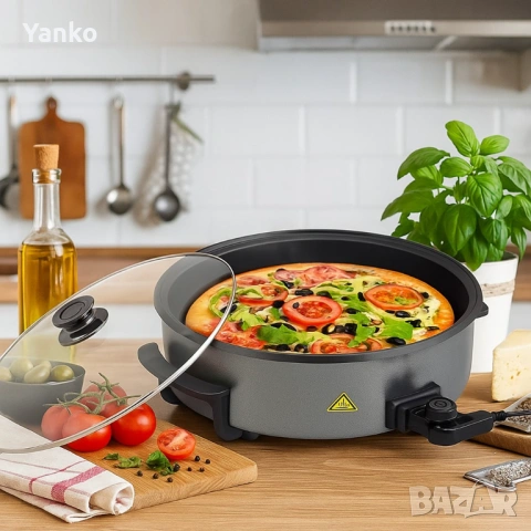 Многофункционален преносим електрически тиган Royalty Line RL-PP18214 - 42см, снимка 2 - Съдове за готвене - 53969344