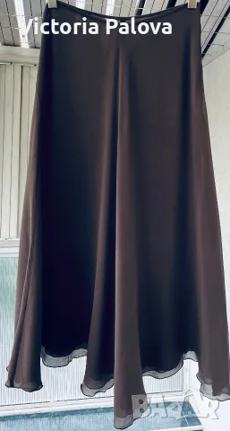 Луксозна двойна копринена пола от 100% естествена коприна - Dark Chocolate, снимка 12 - Поли - 55409027
