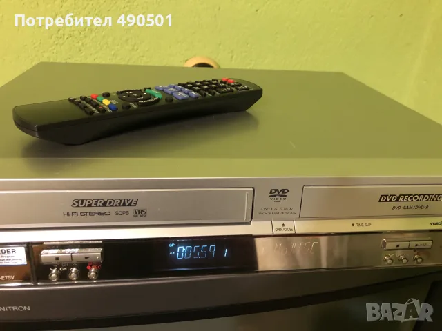 Vhs и DVD рекордер Panasonic , снимка 2 - Плейъри, домашно кино, прожектори - 55425350